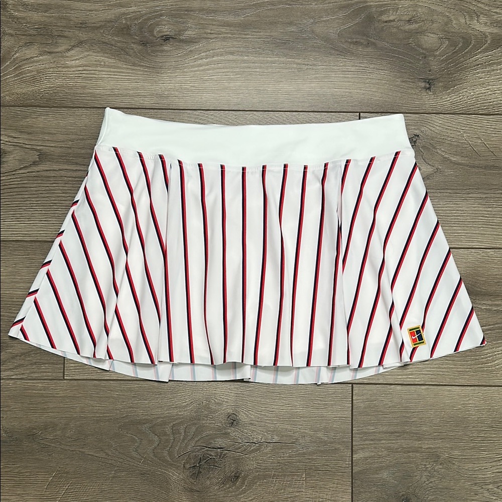 Nike Club Striped 14” Pocket Tennis Skirt Skort Red White Size XL